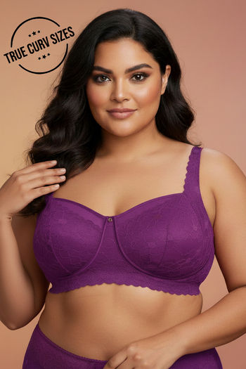 Buy Zivame La Flamme True Curv Double Layered Non Wired Full Coverage Super Support Bra - Dark Purple
